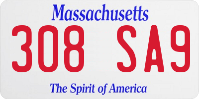 MA license plate 308SA9