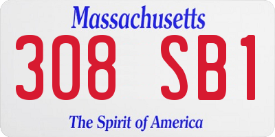 MA license plate 308SB1