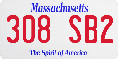 MA license plate 308SB2