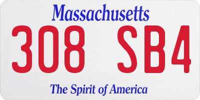 MA license plate 308SB4