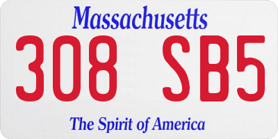 MA license plate 308SB5