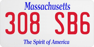 MA license plate 308SB6