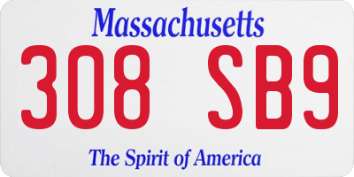 MA license plate 308SB9