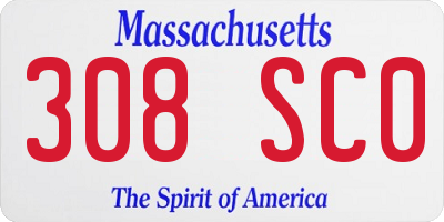 MA license plate 308SC0