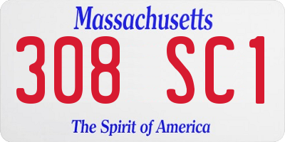 MA license plate 308SC1