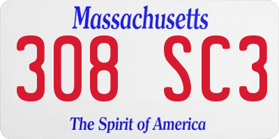 MA license plate 308SC3