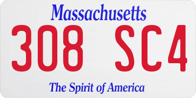 MA license plate 308SC4