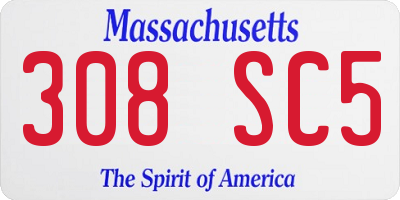 MA license plate 308SC5