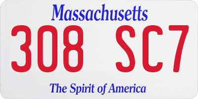 MA license plate 308SC7