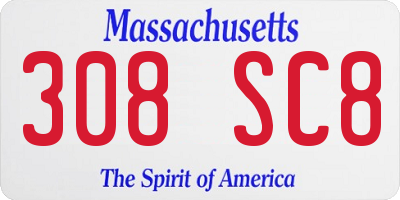 MA license plate 308SC8