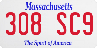 MA license plate 308SC9