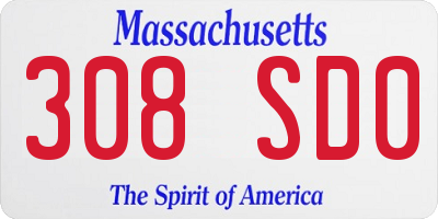 MA license plate 308SD0