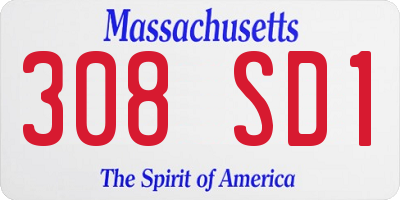 MA license plate 308SD1