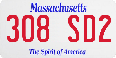 MA license plate 308SD2