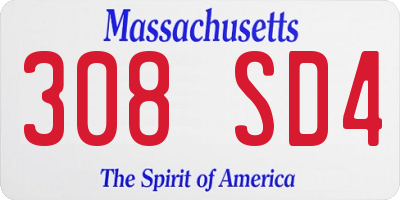 MA license plate 308SD4