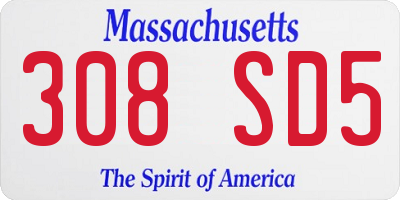 MA license plate 308SD5