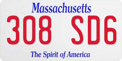 MA license plate 308SD6