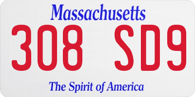MA license plate 308SD9