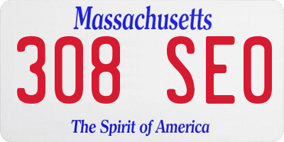 MA license plate 308SE0