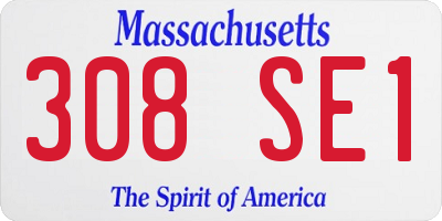MA license plate 308SE1