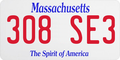 MA license plate 308SE3