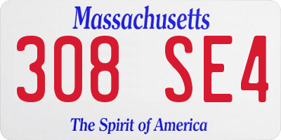 MA license plate 308SE4