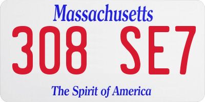 MA license plate 308SE7