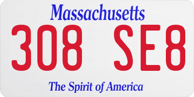 MA license plate 308SE8