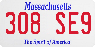 MA license plate 308SE9