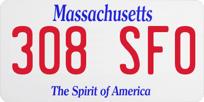 MA license plate 308SF0