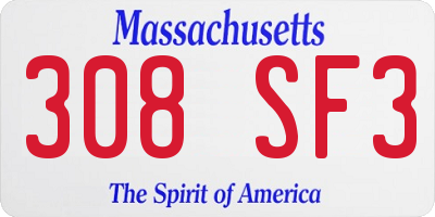 MA license plate 308SF3
