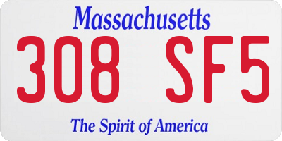 MA license plate 308SF5