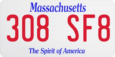 MA license plate 308SF8
