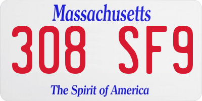 MA license plate 308SF9