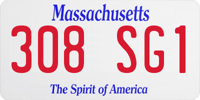 MA license plate 308SG1