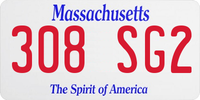 MA license plate 308SG2