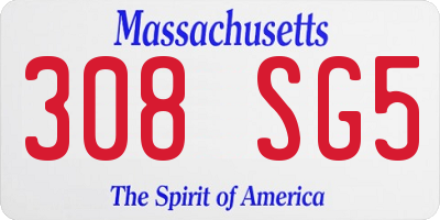 MA license plate 308SG5