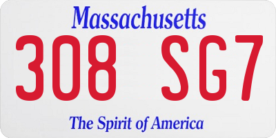 MA license plate 308SG7