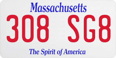 MA license plate 308SG8