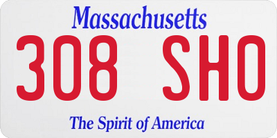 MA license plate 308SH0