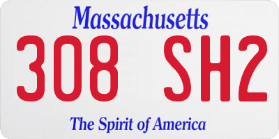 MA license plate 308SH2