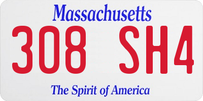 MA license plate 308SH4