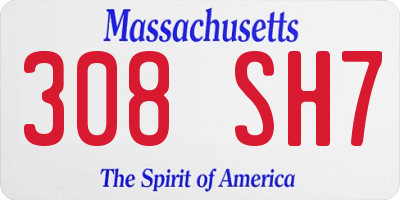 MA license plate 308SH7