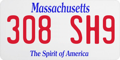 MA license plate 308SH9