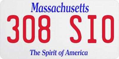 MA license plate 308SI0