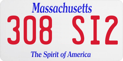 MA license plate 308SI2