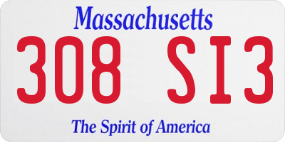 MA license plate 308SI3