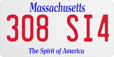 MA license plate 308SI4