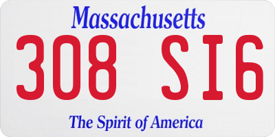 MA license plate 308SI6