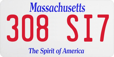 MA license plate 308SI7